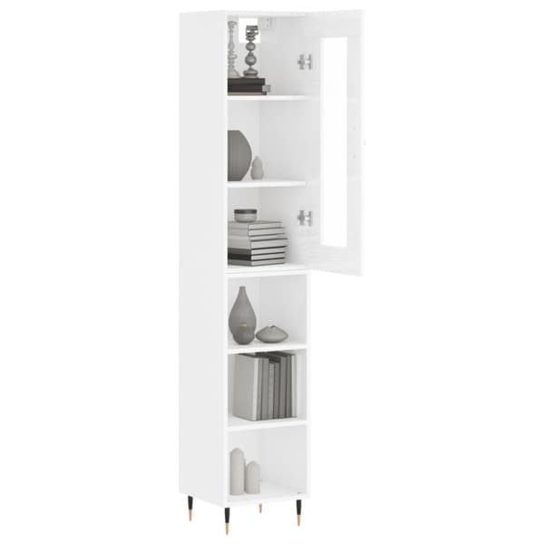 vidaXL skab 34,5x34x180 cm konstrueret træ hvid højglans -  Skænke