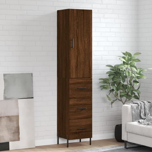 vidaXL Högskåp brun ek 34,5x34x180 cm konstruerat trä -  Skänkar & serveringsbord