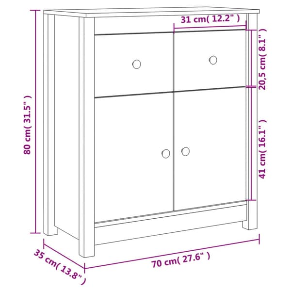 vidaXL Skänk 70x35x80 cm massiv furu - Skänkar & serveringsbord