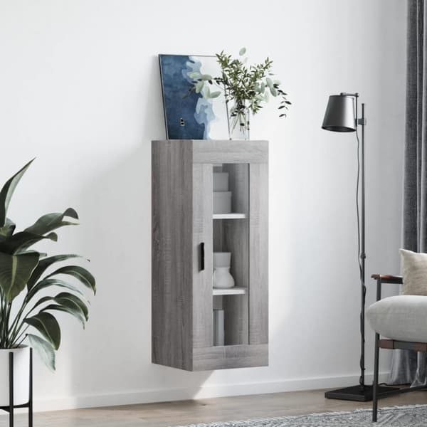 vidaXL Seinäkiinnitettävä kaappi harmaa Sonoma 34,5x34x90 cm -  Tarjoilupöydät & senkit