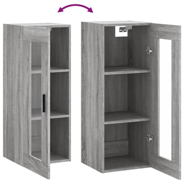 vidaXL Seinäkiinnitettävä kaappi harmaa Sonoma 34,5x34x90 cm -  Tarjoilupöydät & senkit