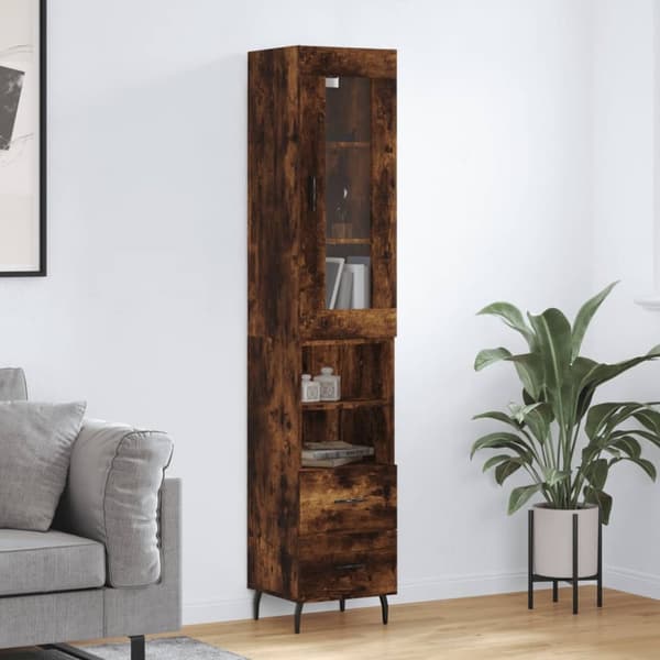 vidaXL skab 34,5x34x180 cm konstrueret træ røget egetræ -  Skænke