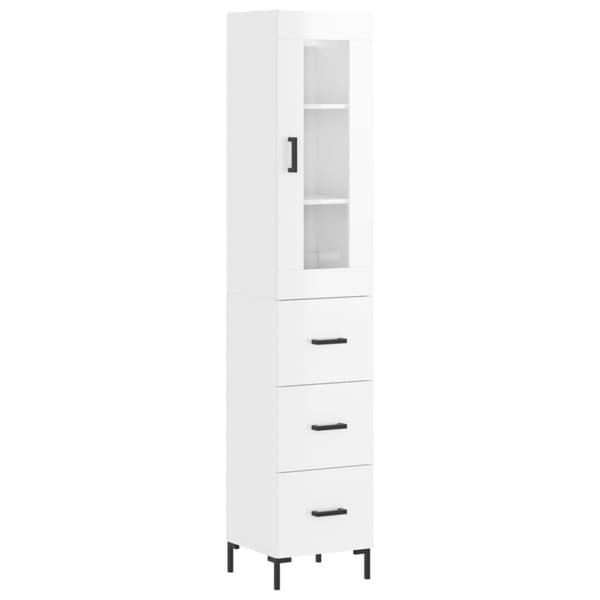 vidaXL skab 34,5x34x180 cm konstrueret træ hvid højglans - Skænke