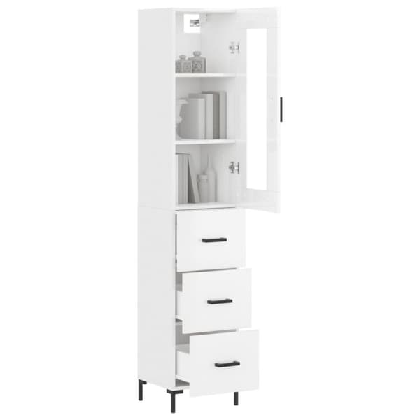 vidaXL skab 34,5x34x180 cm konstrueret træ hvid højglans - Skænke