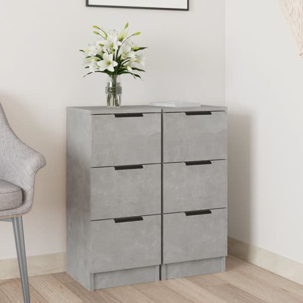vidaXL Skänkar 2 st betonggrå 30x30x70 cm konstruerat trä - Skänkar & serveringsbord