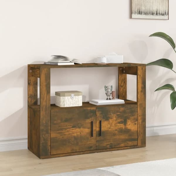 vidaXL Senkki savutammi 80x30x60 cm tekninen puu -  Tarjoilupöydät & senkit