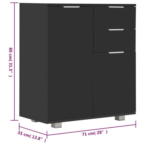 vidaXL skænk 71x35x80 cm spånplade sort højglans - Skænke