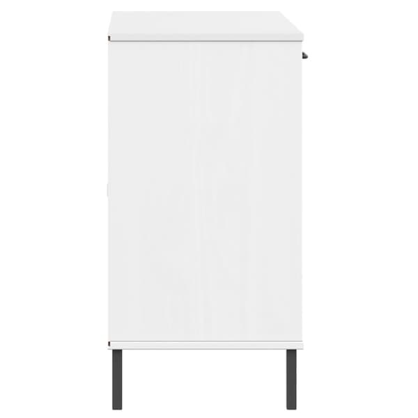 vidaXL skænk med metalben OSLO 113x40x77 cm massivt træ hvid -  Skænke