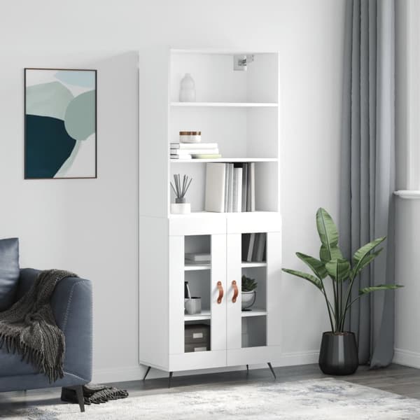 vidaXL højskab 69,5x34x180 cm konstrueret træ hvid -  Skænke