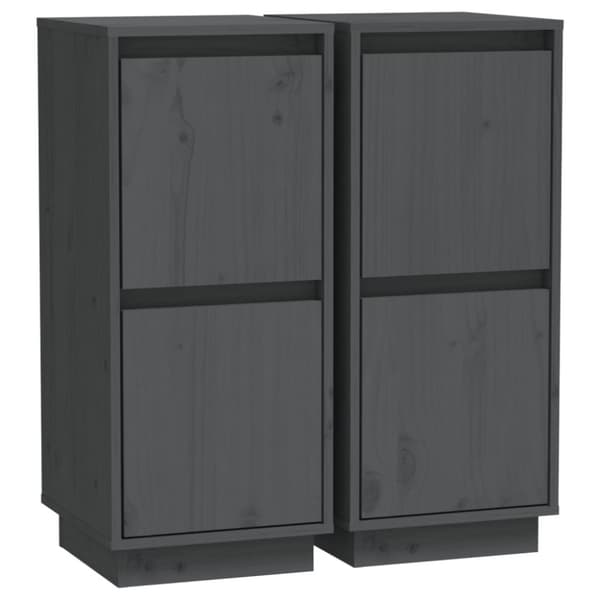 vidaXL skænke 2 stk. 31,5x34x75 cm massivt fyrretræ grå -  Skænke