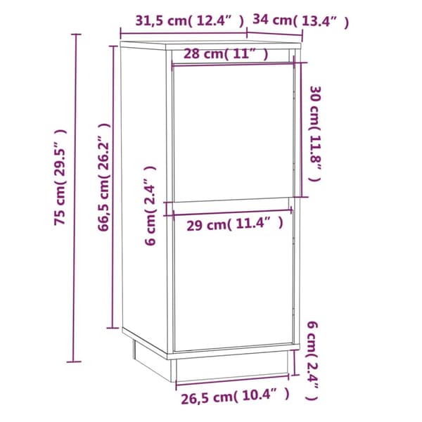 vidaXL skænke 2 stk. 31,5x34x75 cm massivt fyrretræ grå -  Skænke