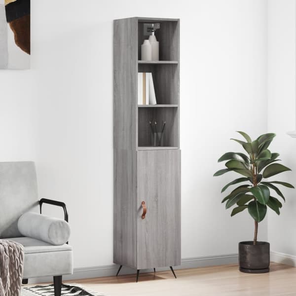 vidaXL Kaappi harmaa Sonoma 34,5x34x180 cm tekninen puu - Tarjoilupöydät & senkit