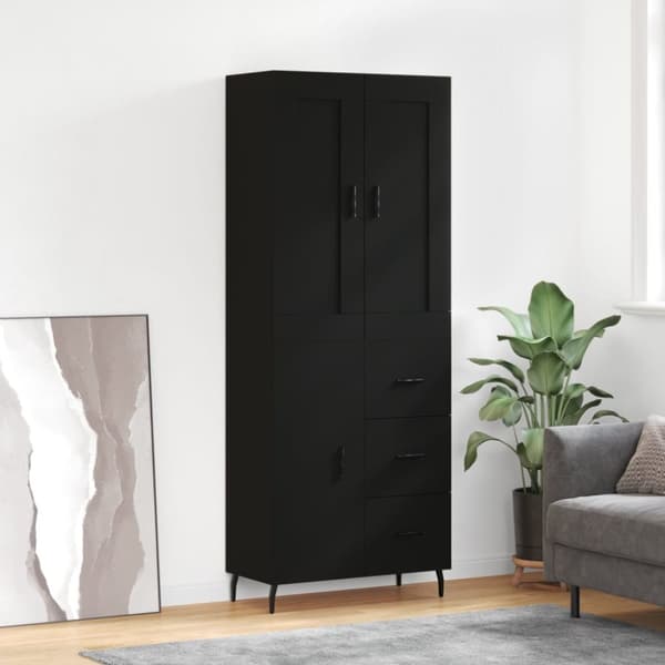 vidaXL Högskåp svart 69,5x34x180 cm konstruerat trä - Skänkar & serveringsbord