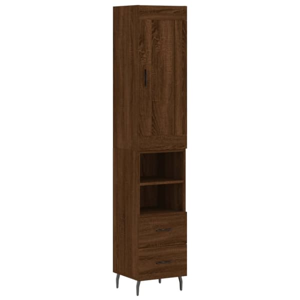 vidaXL skab 34,5x34x180 cm konstrueret træ brun egetræsfarve -  Skænke