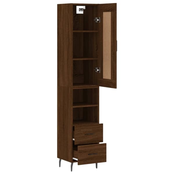 vidaXL skab 34,5x34x180 cm konstrueret træ brun egetræsfarve - Skænke