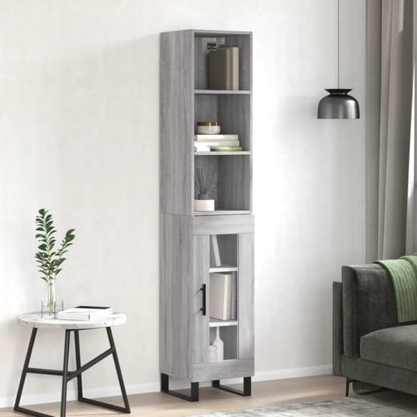 vidaXL Högskåp grå sonoma 34,5x34x180 cm konstruerat trä -  Skänkar & serveringsbord