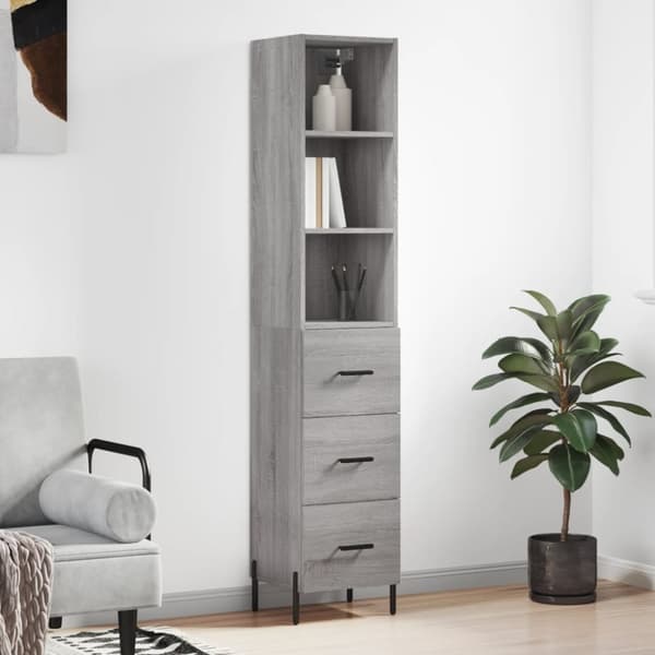 vidaXL højskab 34,5x34x180 cm konstrueret træ grå sonoma-eg -  Skænke
