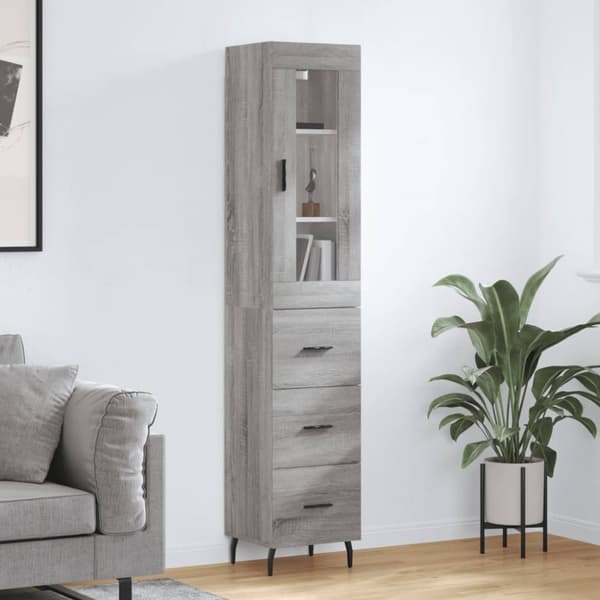vidaXL højskab 34,5x34x180 cm konstrueret træ grå sonoma-eg - Skænke