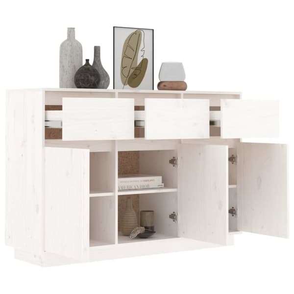 vidaXL Skänk vit 110x34x75 cm massiv furu - Skänkar & serveringsbord
