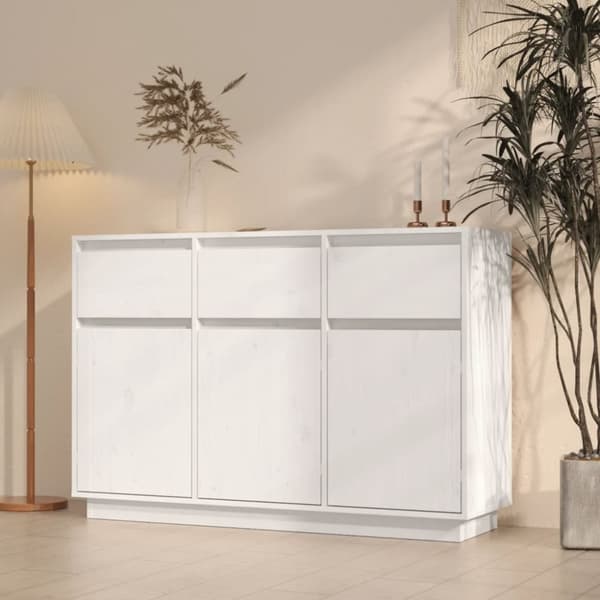 vidaXL Skänk vit 110x34x75 cm massiv furu -  Skänkar & serveringsbord