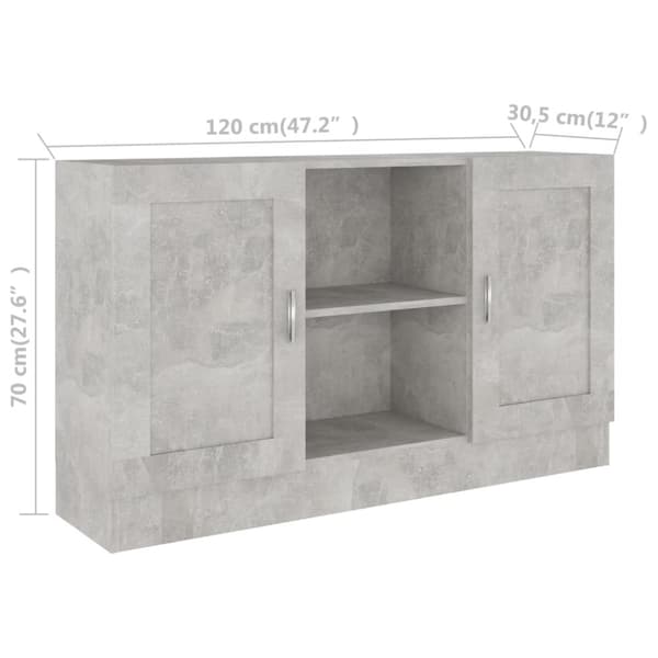 vidaXL Byrå betonggrå 120x30,5x70 cm konstruerat trä - Skänkar & serveringsbord