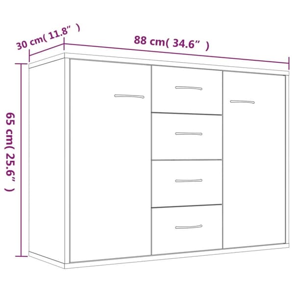 vidaXL skænk 88x30x65 cm konstrueret træ grå sonoma-eg - Skænke