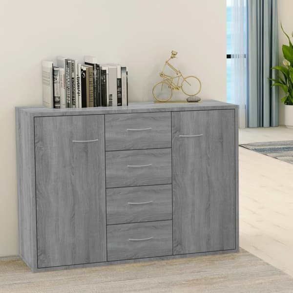 vidaXL skænk 88x30x65 cm konstrueret træ grå sonoma-eg - Skænke