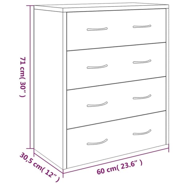 vidaXL Skänk med 4 lådor 60x30,5x71 cm vit högglans - Skänkar & serveringsbord
