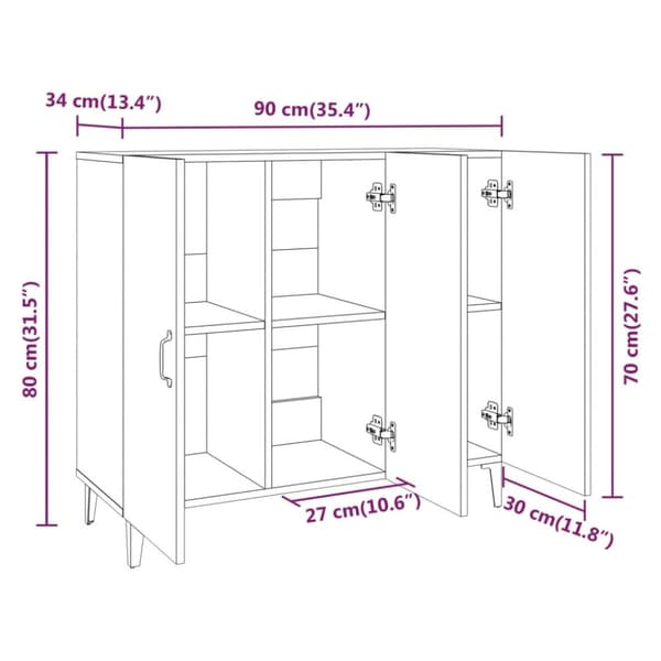 vidaXL Skänk svart 90x34x80 cm konstruerat trä - Skänkar & serveringsbord