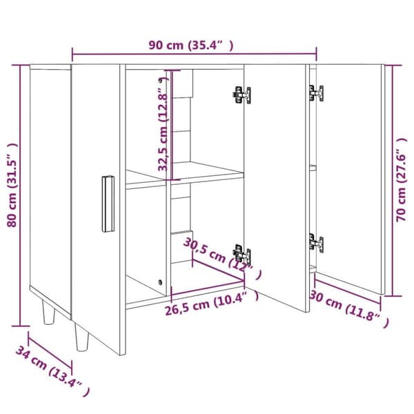 vidaXL skab 90x34x80 cm konstrueret træ sort -  Skænke