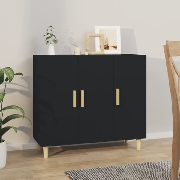 vidaXL skab 90x34x80 cm konstrueret træ sort -  Skænke