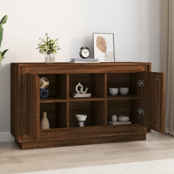 vidaXL Senkki ruskea tammi 102x35x60 cm tekninen puu - Tarjoilupöydät & senkit