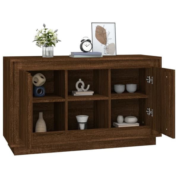 vidaXL Senkki ruskea tammi 102x35x60 cm tekninen puu - Tarjoilupöydät & senkit
