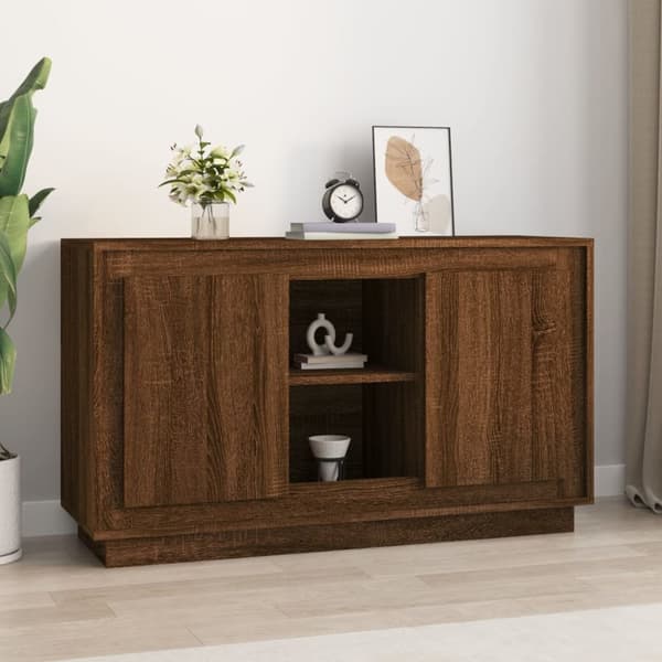 vidaXL Senkki ruskea tammi 102x35x60 cm tekninen puu - Tarjoilupöydät & senkit