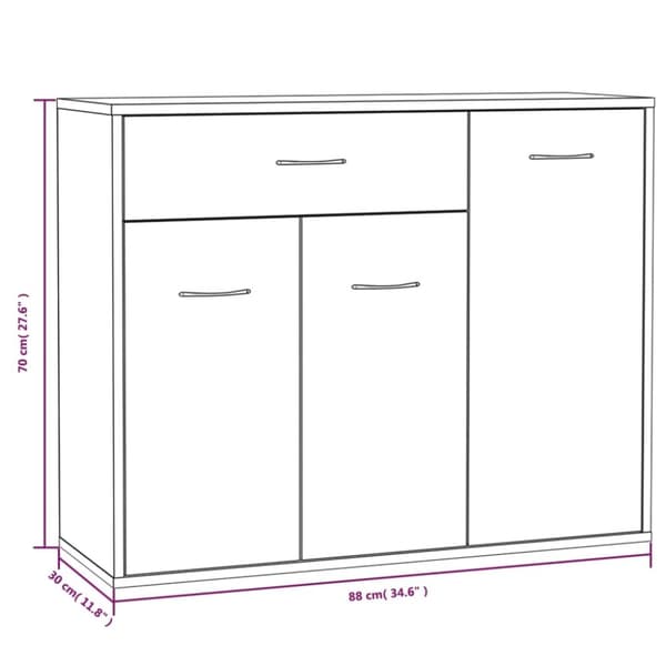 vidaXL Skänk rökfärgad ek 88x30x70 cm konstruerat trä - Skänkar & serveringsbord