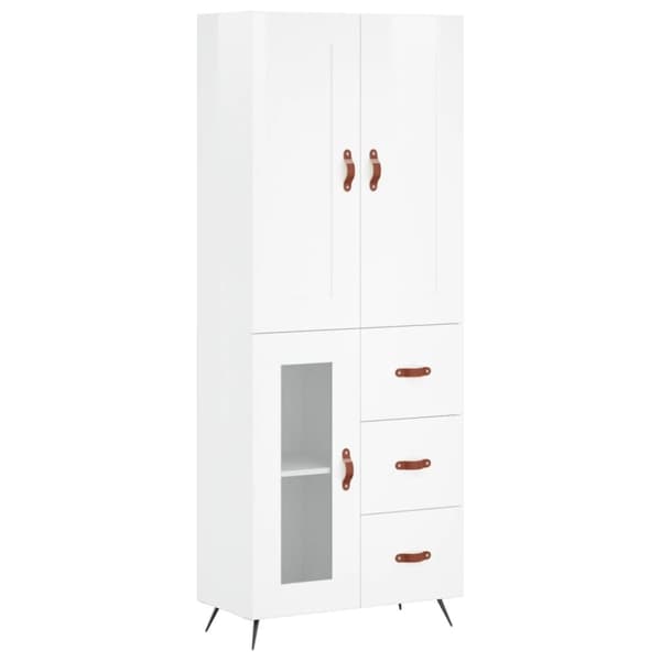 vidaXL Högskåp högglans vit 69,5x34x180 cm konstruerat trä - Skänkar & serveringsbord