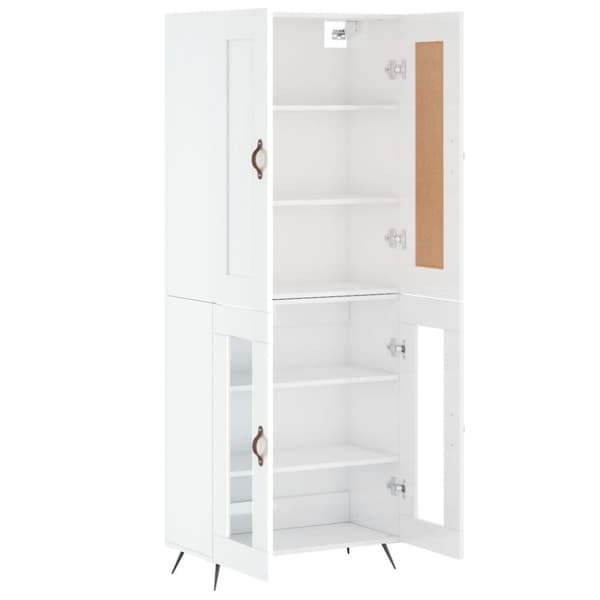 vidaXL højskab 69,5x34x180 cm konstrueret træ hvid højglans - Skænke
