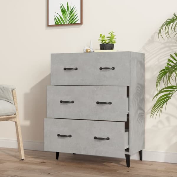 vidaXL Senkki betoninharmaa 69,5x34x90 cm tekninen puu - Tarjoilupöydät & senkit