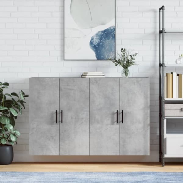 vidaXL Seinäkiinnitettävät kaapit 2 kpl betoninharmaa 69,5x34x90 cm - Tarjoilupöydät & senkit