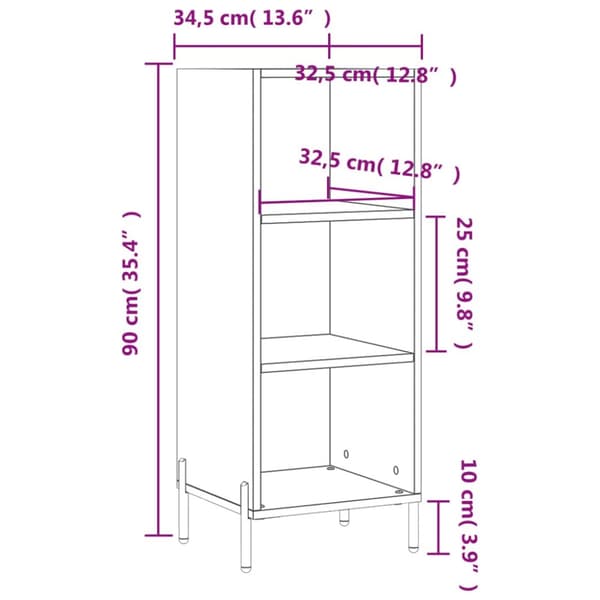 vidaXL skænk 34,5x32,5x90 cm konstrueret træ sort - Skænke