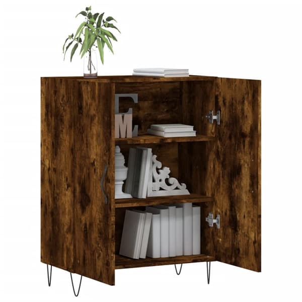 vidaXL Senkki savutammi 69,5x34x90 cm tekninen puu - Tarjoilupöydät & senkit