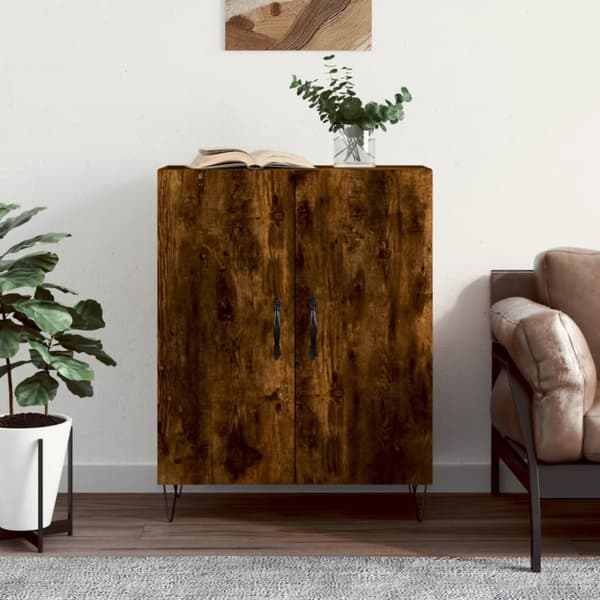 vidaXL Senkki savutammi 69,5x34x90 cm tekninen puu - Tarjoilupöydät & senkit