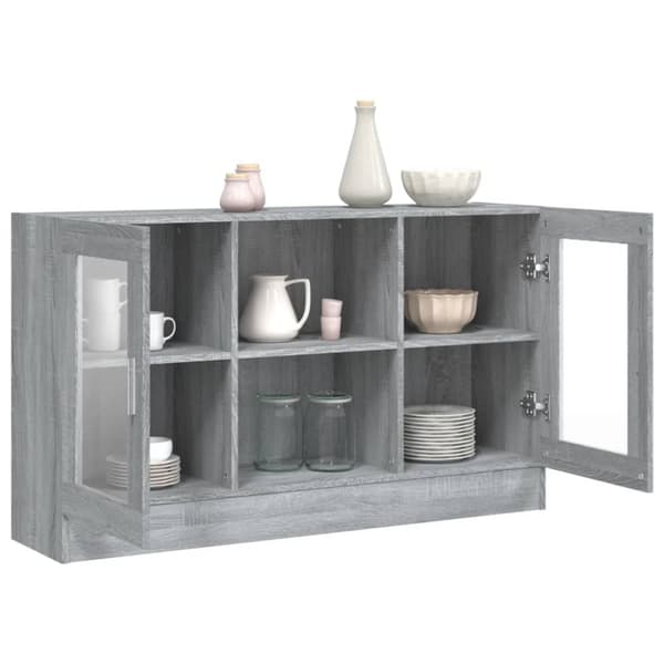 vidaXL vitrineskab 120x30,5x70 cm konstrueret træ grå sonoma-eg -  Skænke