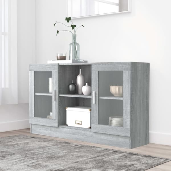 vidaXL vitrineskab 120x30,5x70 cm konstrueret træ grå sonoma-eg -  Skænke