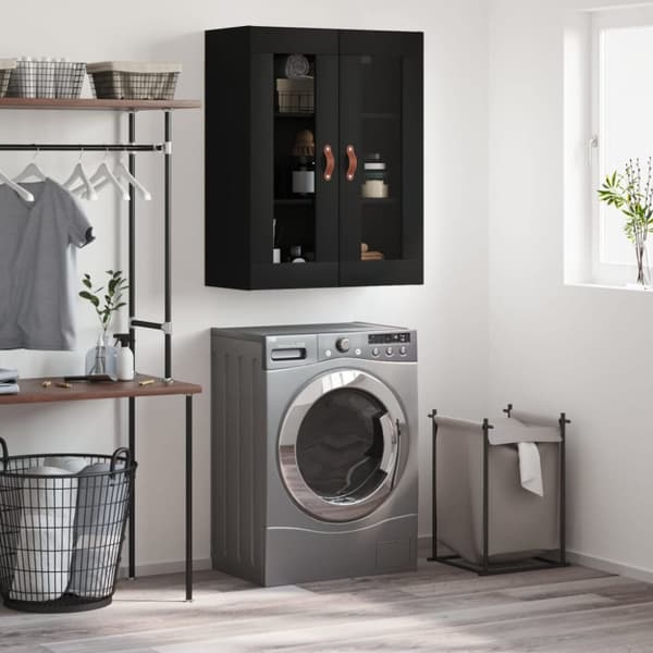 vidaXL Seinäkiinnitettävä kaappi musta 69,5x34x90 cm -  Tarjoilupöydät & senkit