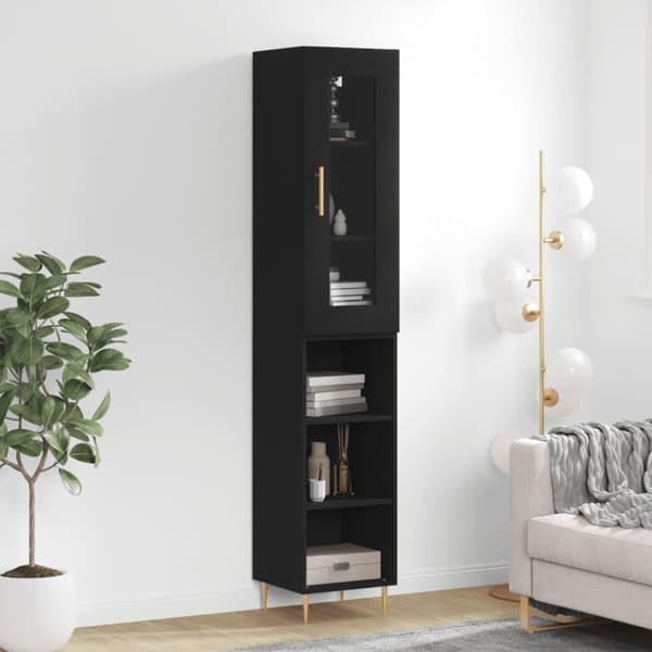 vidaXL skab 34,5x34x180 cm konstrueret træ sort -  Skænke
