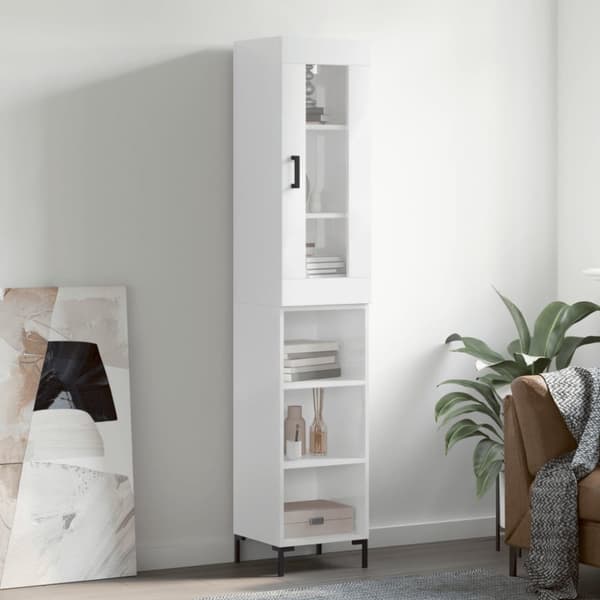 vidaXL Högskåp vit högglans 34,5x34x180 cm konstruerat trä - Skänkar & serveringsbord