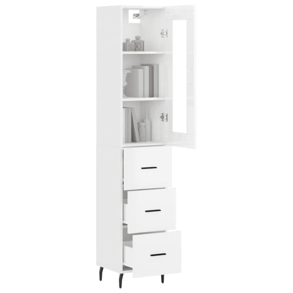 vidaXL skab 34,5x34x180 cm konstrueret træ hvid højglans - Skænke
