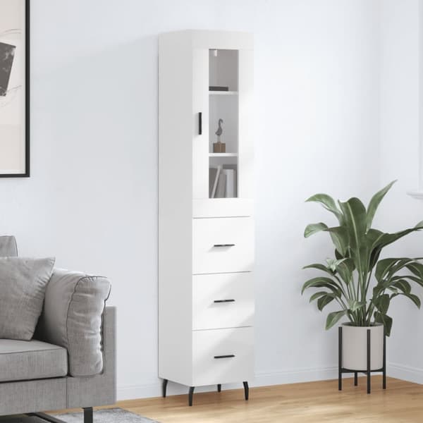 vidaXL skab 34,5x34x180 cm konstrueret træ hvid højglans - Skænke