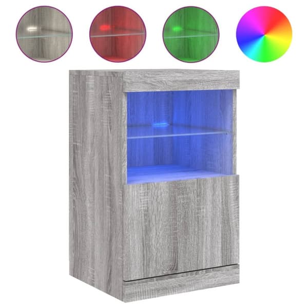 vidaXL Senkki LED-valoilla harmaa Sonoma 41x37x67 cm - Tarjoilupöydät & senkit